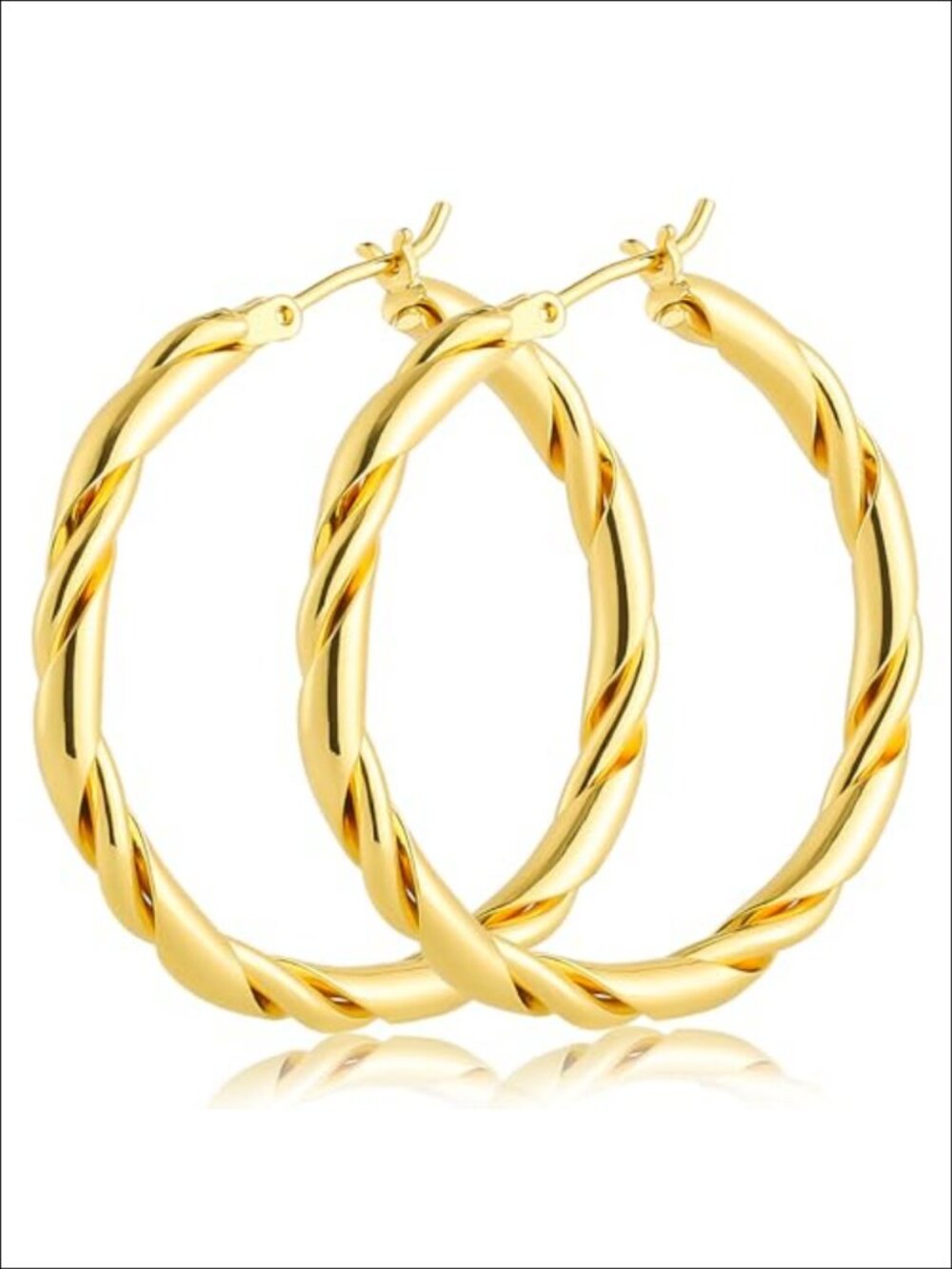 14k Gold Plated Twisted Hoop Earrings Clip On Women